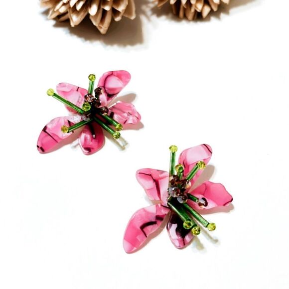 Flower statement earrings M160 - Picture 2 of 5